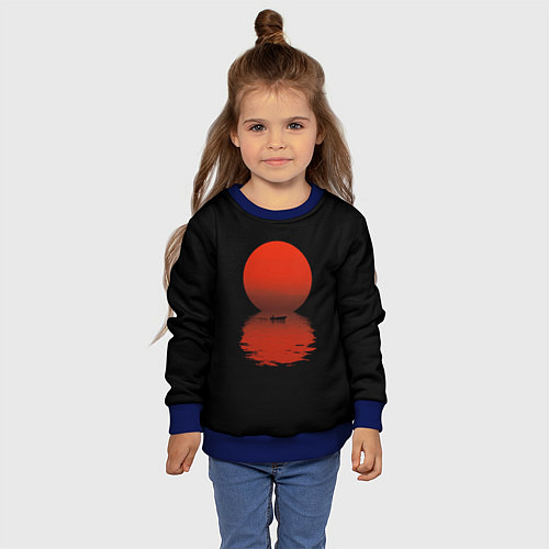 Детский свитшот Закат красного солнца / 3D-Синий – фото 4