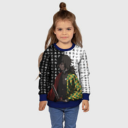 Свитшот детский Гию Томиока - Иероглифы - чб, цвет: 3D-синий — фото 2