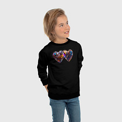 Свитшот детский Два разноцветных сердечка, цвет: 3D-черный — фото 2