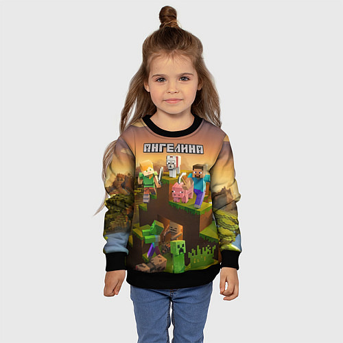 Детский свитшот Ангелина Minecraft / 3D-Черный – фото 4