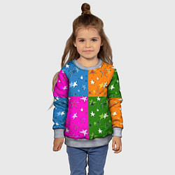 Свитшот детский Яркий разноцветный модный звездный узор, цвет: 3D-меланж — фото 2