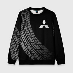 Свитшот детский Mitsubishi tire tracks, цвет: 3D-черный
