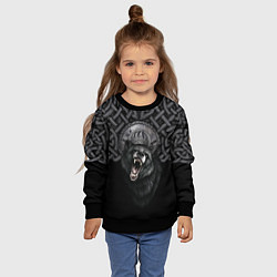 Свитшот детский Щит Велеса с медведем, цвет: 3D-черный — фото 2
