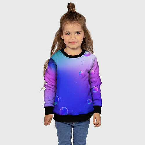 Детский свитшот Радужные мыльные пузыри / 3D-Черный – фото 4