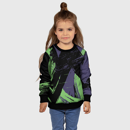 Детский свитшот Цветные Абстрактные Линии / 3D-Черный – фото 4