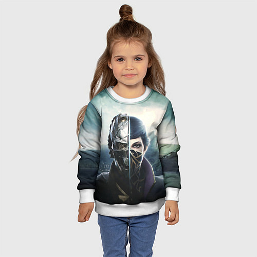 Детский свитшот Dishonored - Эмили Колдуин / 3D-Белый – фото 4
