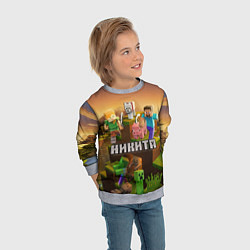 Свитшот детский Никита Minecraft, цвет: 3D-меланж — фото 2