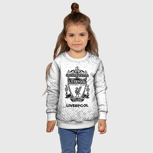 Детский свитшот Liverpool с потертостями на светлом фоне / 3D-Белый – фото 4