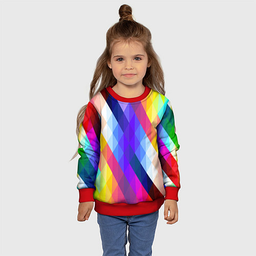 Детский свитшот Разноцветный геометрический узор / 3D-Красный – фото 4