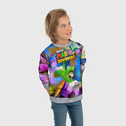 Свитшот детский Luigi cat - Super Mario 3D World - Nintendo, цвет: 3D-меланж — фото 2