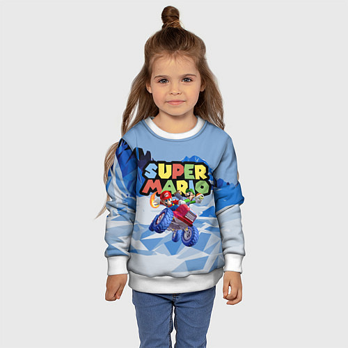 Детский свитшот Марио и Луиджи гонщики - Super Mario / 3D-Белый – фото 4