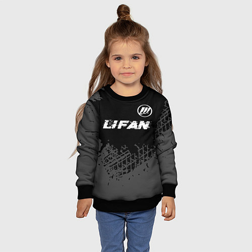 Детский свитшот Lifan speed на темном фоне со следами шин: символ / 3D-Черный – фото 4