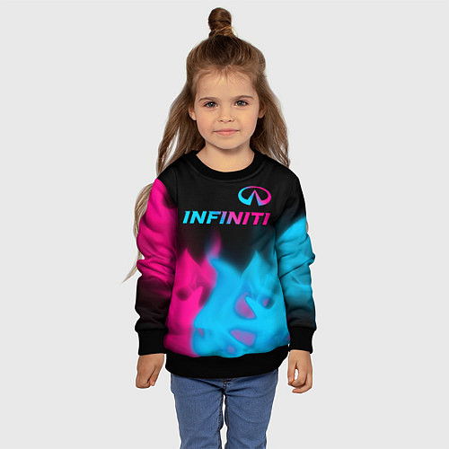 Детский свитшот Infiniti - neon gradient: символ сверху / 3D-Черный – фото 4