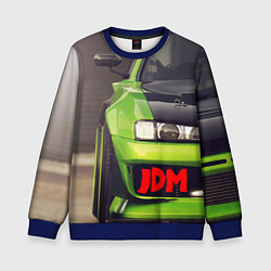 Свитшот детский JDM машина зеленая тюнингованная, цвет: 3D-синий