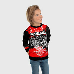 Свитшот детский Самурай - Маска Они - киберпанк, цвет: 3D-черный — фото 2