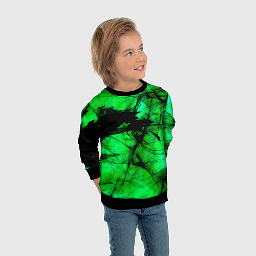 Детский свитшот Зеленый фантом / 3D-Черный – фото 3