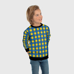 Свитшот детский Желтый с синим клетчатый модный узор, цвет: 3D-черный — фото 2