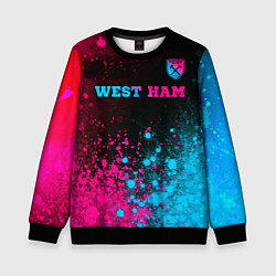 Свитшот детский West Ham - neon gradient: символ сверху, цвет: 3D-черный