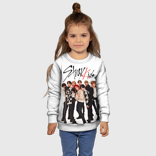 Детский свитшот Stray Kids white background / 3D-Белый – фото 4