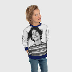 Свитшот детский Timothee Chalamet black white photo, цвет: 3D-синий — фото 2