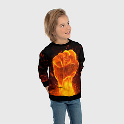 Свитшот детский Кулак в огне, цвет: 3D-черный — фото 2