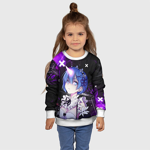 Детский свитшот Rem - ReZero - Абстракция / 3D-Белый – фото 4