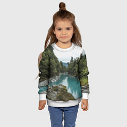 Свитшот детский Река, лес и скалы, цвет: 3D-белый — фото 2
