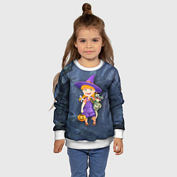 Свитшот детский Ведьма малолетка в тёмном лесу с дракончиком, цвет: 3D-белый — фото 2