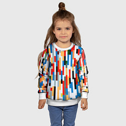 Свитшот детский Геометрическое множество разноцветных блоков, цвет: 3D-белый — фото 2