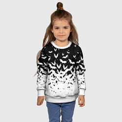 Свитшот детский Black and white bat pattern, цвет: 3D-белый — фото 2