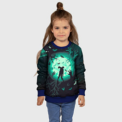 Свитшот детский Хэллоуин - Гуляющие мертвецы, цвет: 3D-синий — фото 2