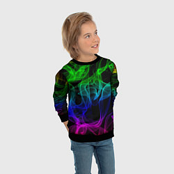 Свитшот детский Разноцветный неоновый дым, цвет: 3D-черный — фото 2