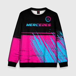 Детский свитшот Mercedes - neon gradient: символ сверху