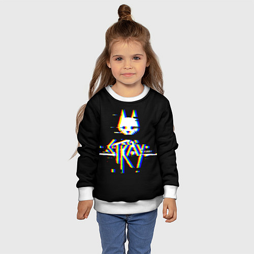 Детский свитшот Stray glitch logo / 3D-Белый – фото 4