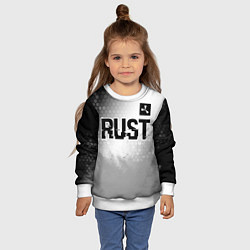 Свитшот детский Rust glitch на светлом фоне: символ сверху, цвет: 3D-белый — фото 2
