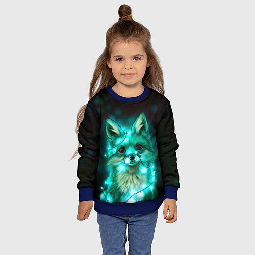 Детский свитшот Неоновый лис / 3D-Синий – фото 4