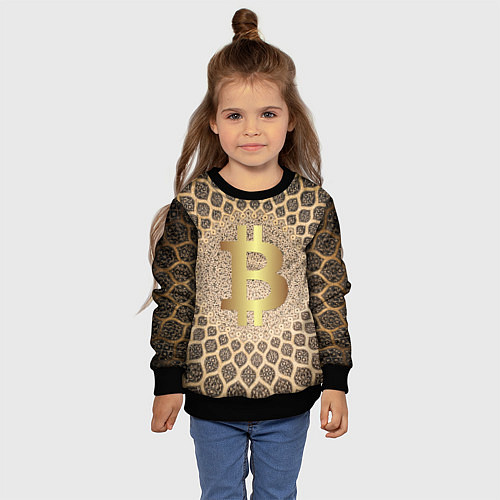 Детский свитшот Золотой биткоин / 3D-Черный – фото 4