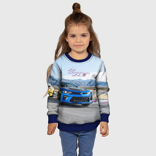 Детский свитшот Chevrolet Camaro ZL 1 - Motorsport / 3D-Синий – фото 4