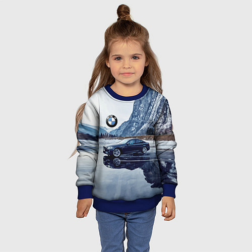 Детский свитшот БМВ у горного озера / 3D-Синий – фото 4