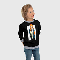 Свитшот детский Человек-бензопила Пауэр в белом прямоугольнике, цвет: 3D-меланж — фото 2