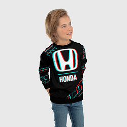 Свитшот детский Значок Honda в стиле glitch на темном фоне, цвет: 3D-черный — фото 2