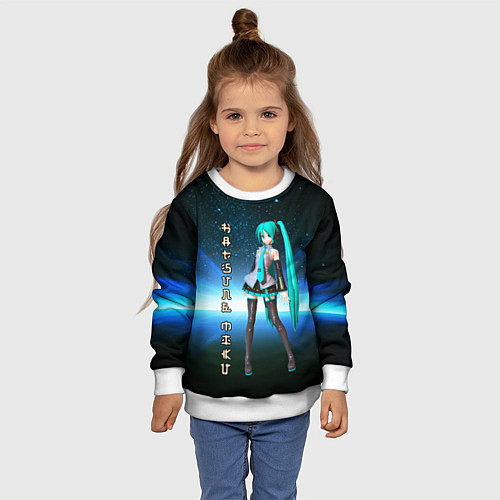 Детский свитшот Хацунэ Мику - вокалоид / 3D-Белый – фото 4