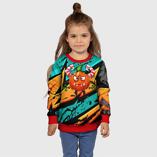 Детский свитшот Злая тыква / 3D-Красный – фото 4