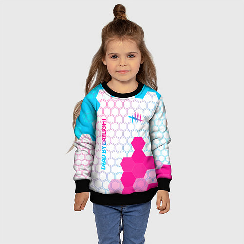 Детский свитшот Dead by Daylight neon gradient style: надпись, сим / 3D-Черный – фото 4