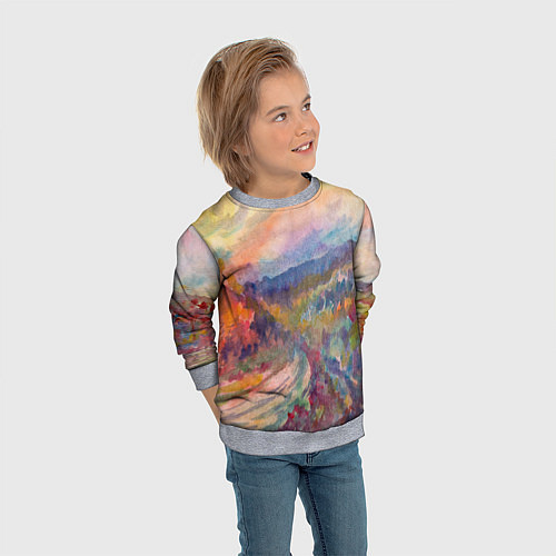 Детский свитшот Осенний пейзаж акварель / 3D-Меланж – фото 3