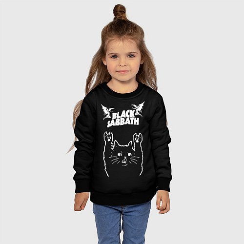 Детский свитшот Black Sabbath рок кот / 3D-Черный – фото 4