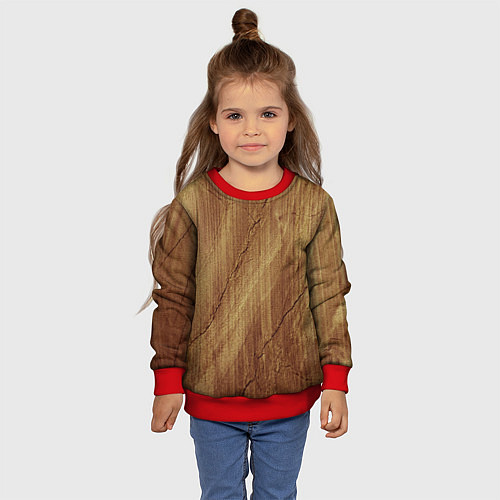 Детский свитшот Деревянная текстура / 3D-Красный – фото 4