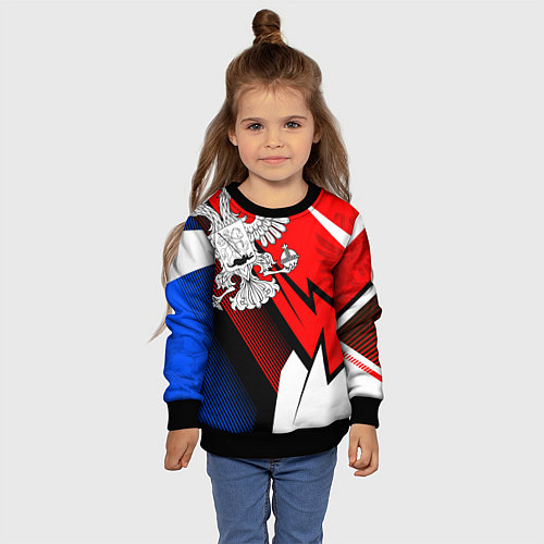 Детский свитшот Герб России - спортивный / 3D-Черный – фото 4