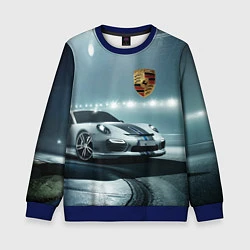 Свитшот детский Porsche - racing route - motorsport, цвет: 3D-синий