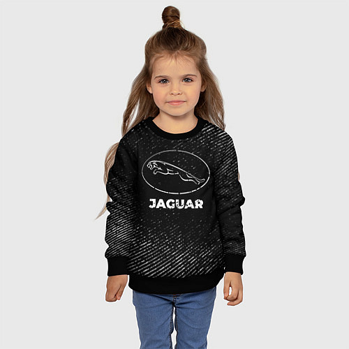 Детский свитшот Jaguar с потертостями на темном фоне / 3D-Черный – фото 4